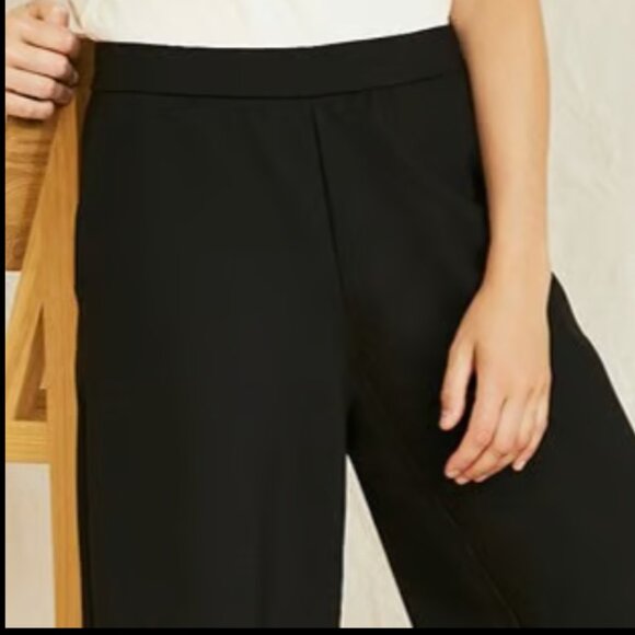 EILEEN FISHER PONTE KNIT BLACK WIDE LEG CROP ANKLE PULL ON PANTS $198 M - Picture 5 of 10